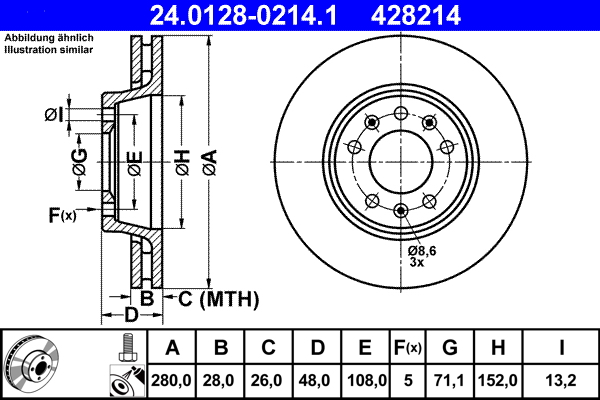 Disc frana ATE 24.0128-0214.1