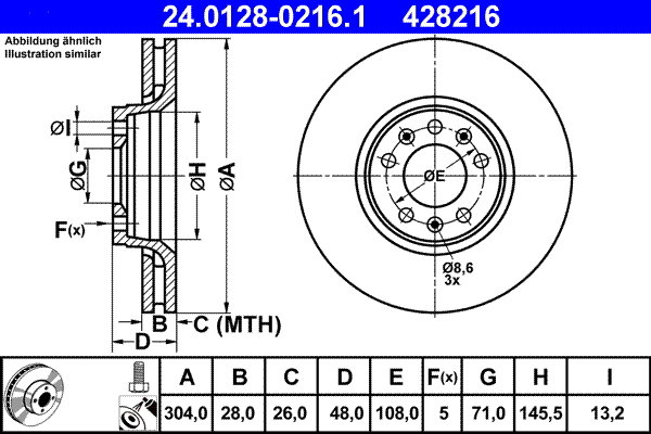 Disc frana ATE 24.0128-0216.1