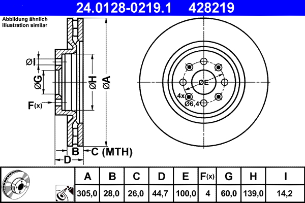 Disc frana ATE 24.0128-0219.1