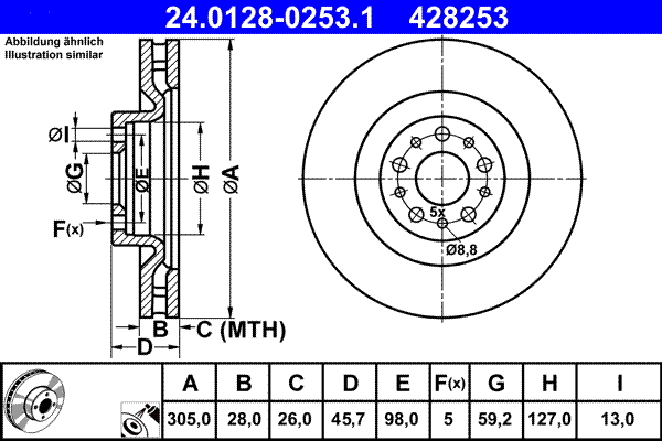 Disc frana ATE 24.0128-0253.1