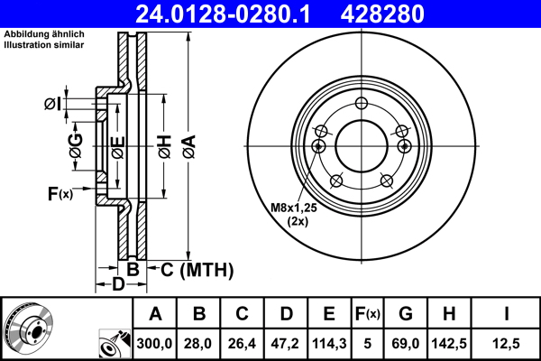 Disc frana ATE 24.0128-0280.1