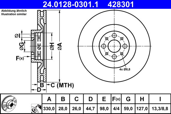 Disc frana ATE 24.0128-0301.1