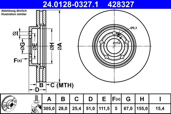 Disc frana ATE 24.0128-0327.1