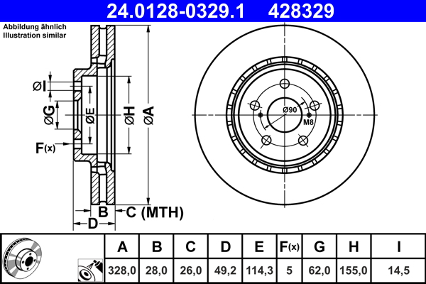 Disc frana ATE 24.0128-0329.1