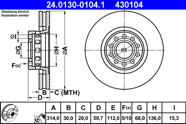 Disc frana ATE 24.0130-0104.1