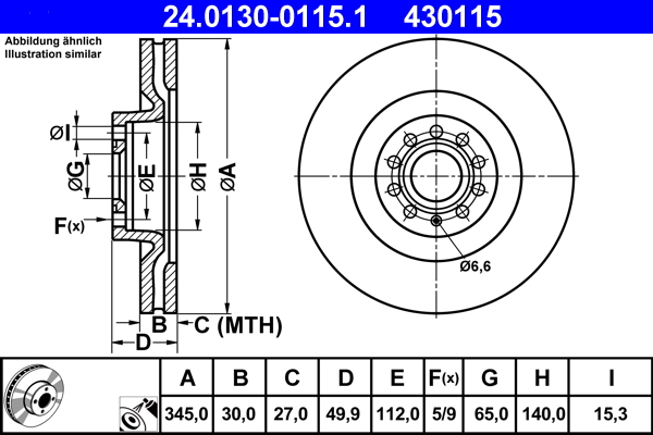 Disc frana ATE 24.0130-0115.1
