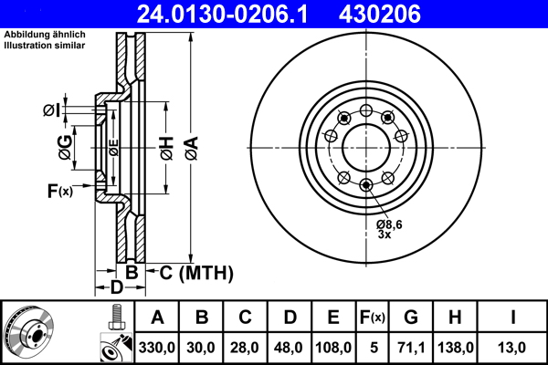 Disc frana ATE 24.0130-0206.1