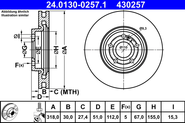 Disc frana ATE 24.0130-0257.1