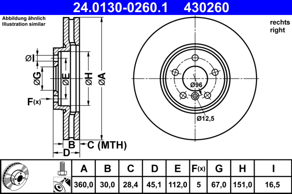 Disc frana ATE 24.0130-0260.1