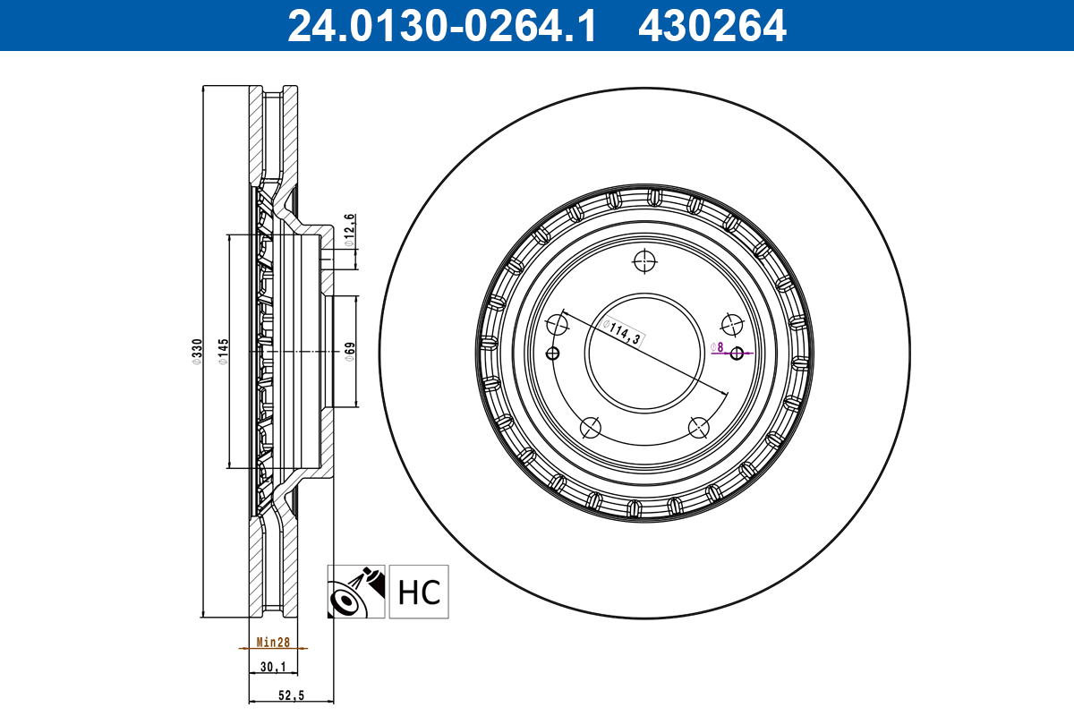 Disc frana ATE 24.0130-0264.1