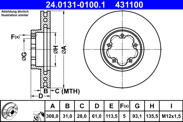 Disc frana ATE 24.0131-0100.1