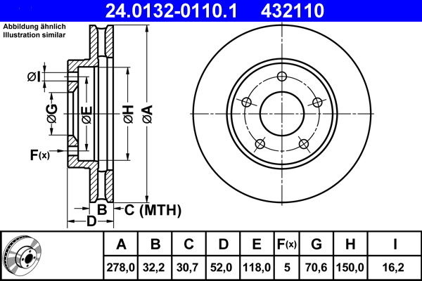 Disc frana ATE 24.0132-0110.1