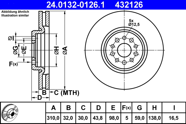 Disc frana ATE 24.0132-0126.1