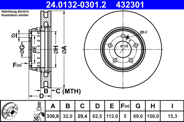 Disc frana ATE 24.0132-0301.2