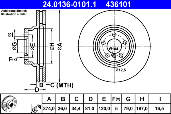 Disc frana ATE 24.0136-0101.1
