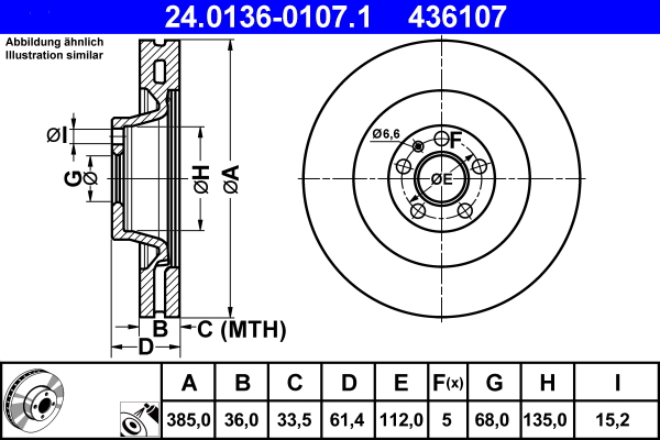 Disc frana ATE 24.0136-0107.1