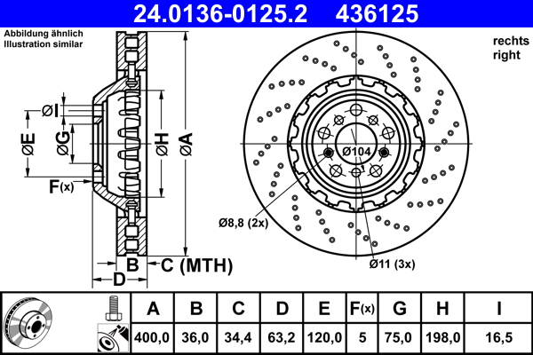 Disc frana ATE 24.0136-0125.2
