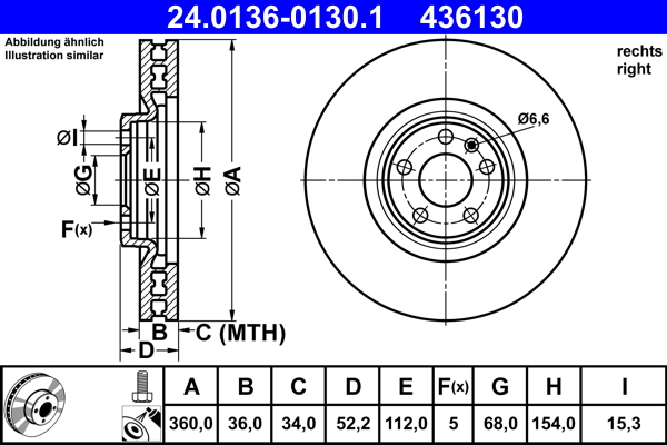 Disc frana ATE 24.0136-0130.1