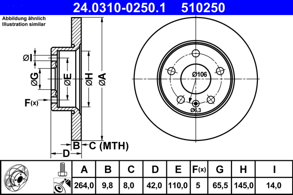 Disc frana ATE 24.0310-0250.1