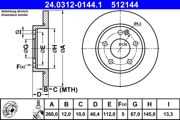 Disc frana ATE 24.0312-0144.1