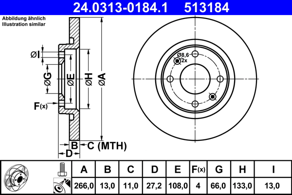 Disc frana ATE 24.0313-0184.1