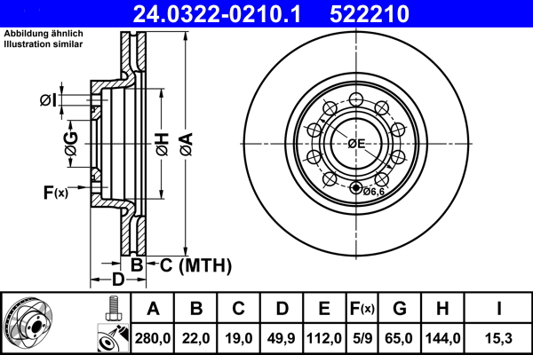 Disc frana ATE 24.0322-0210.1
