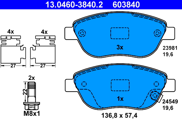 Placute frana ATE 13.0460-3840.2