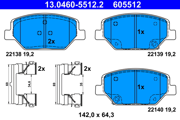 Placute frana ATE 13.0460-5512.2