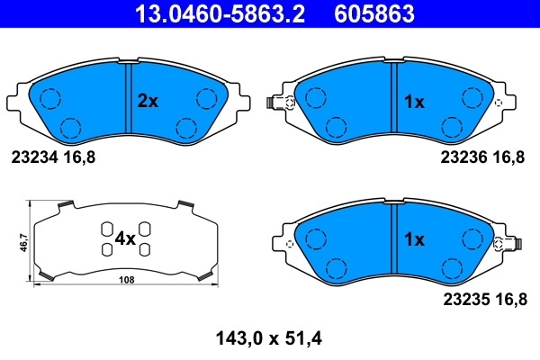 Placute frana ATE 13.0460-5863.2