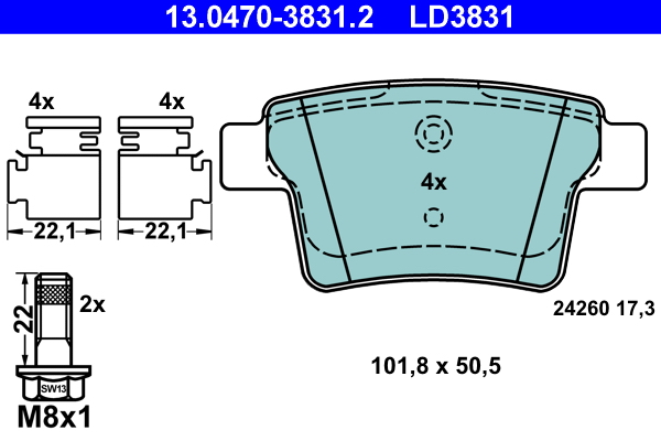Placute frana ATE 13.0470-3831.2