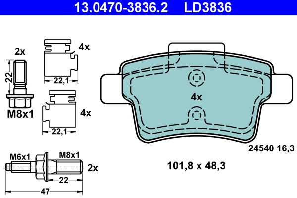 Placute frana ATE 13.0470-3836.2