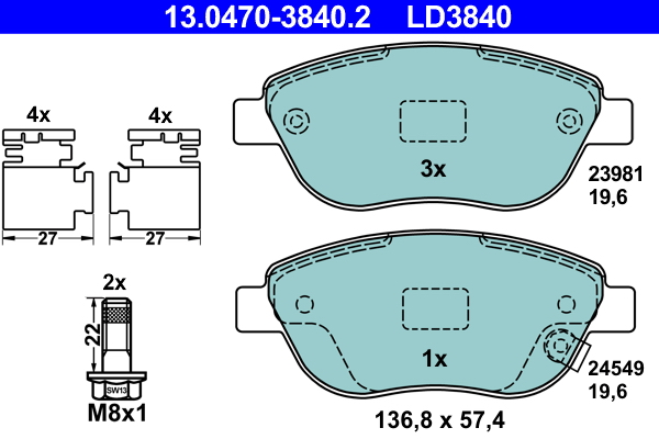 Placute frana ATE 13.0470-3840.2