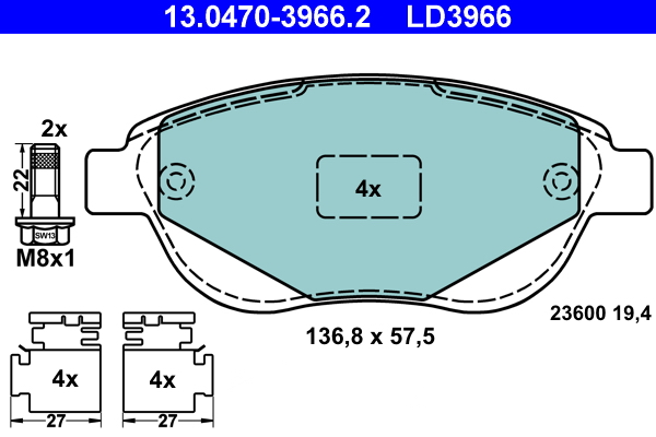 Placute frana ATE 13.0470-3966.2