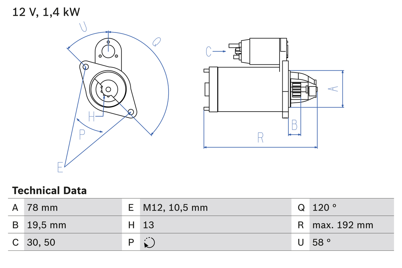 Electromotor OPEL ASTRA H (A04) 1.7 CDTI (L48)  diesel 80 cai BOSCH 0986019361