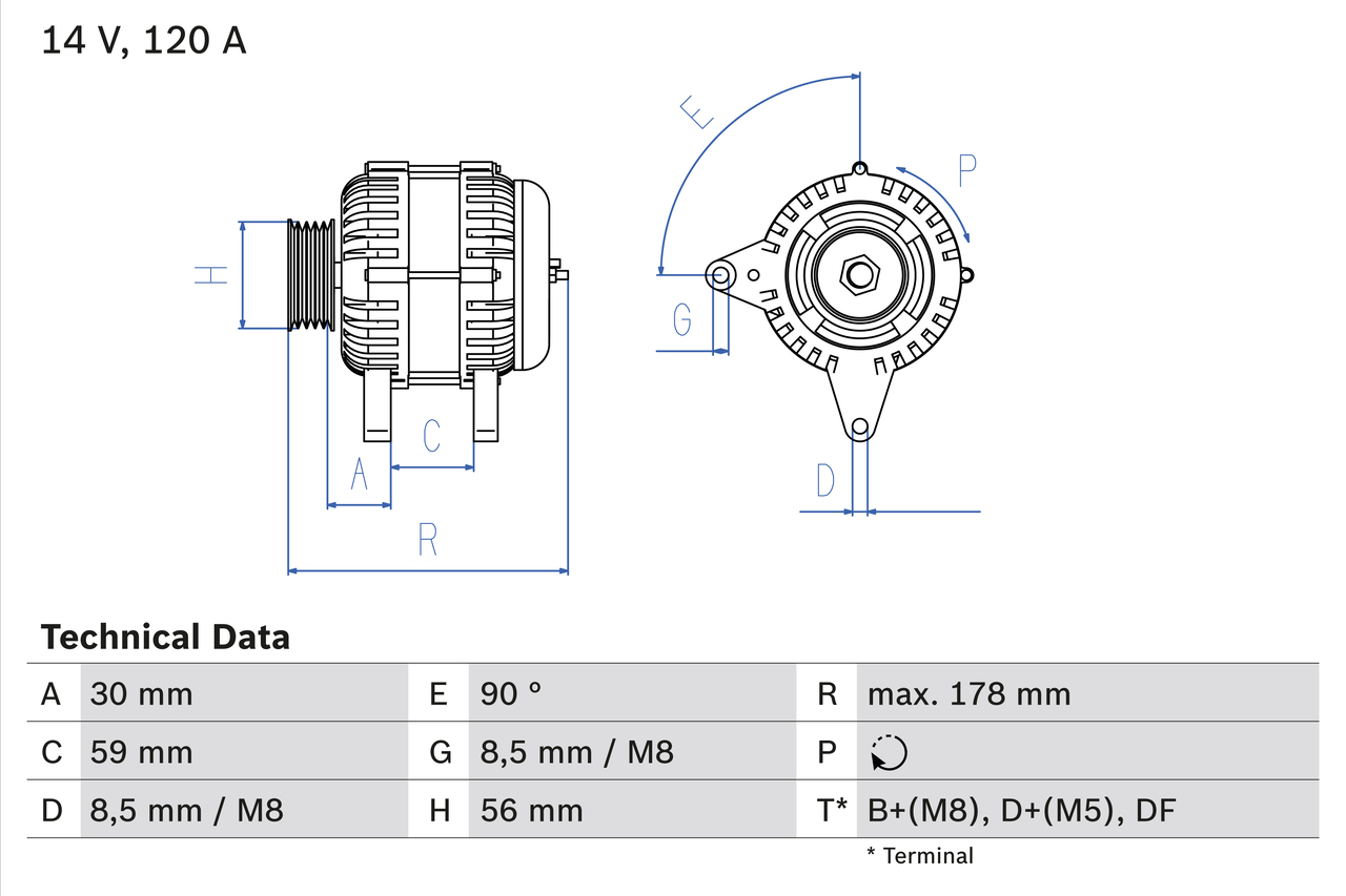 Alternator BOSCH 0 986 040 350