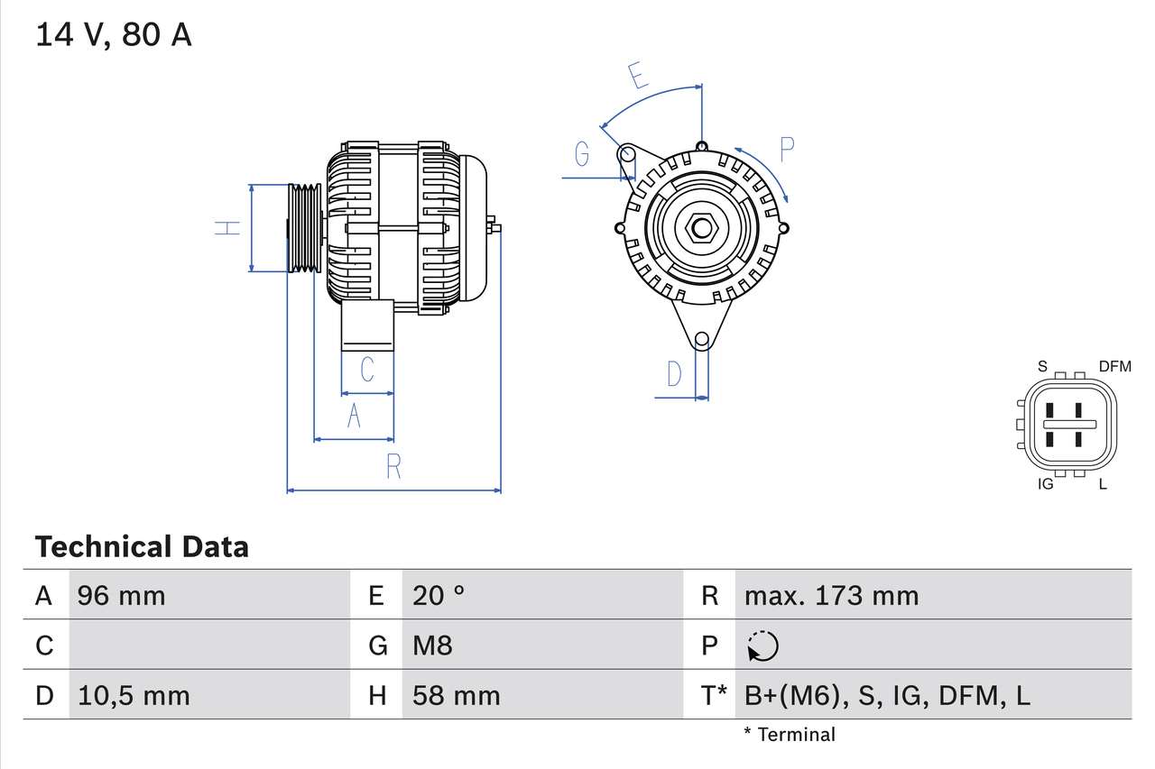 Alternator BOSCH 0 986 082 040