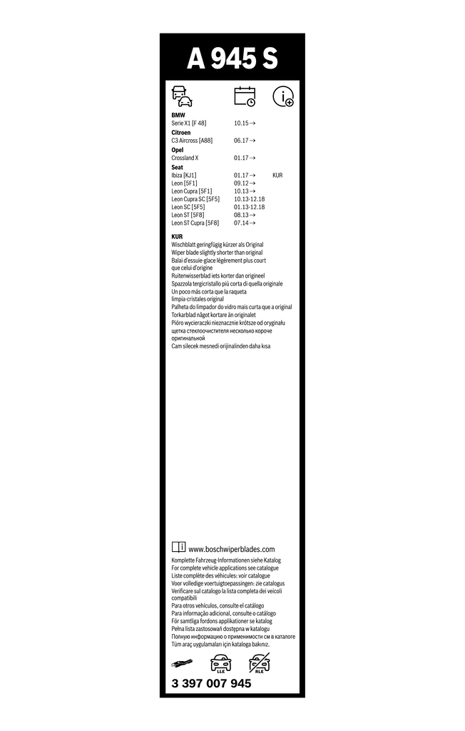 Lamela stergator BOSCH 3397007945