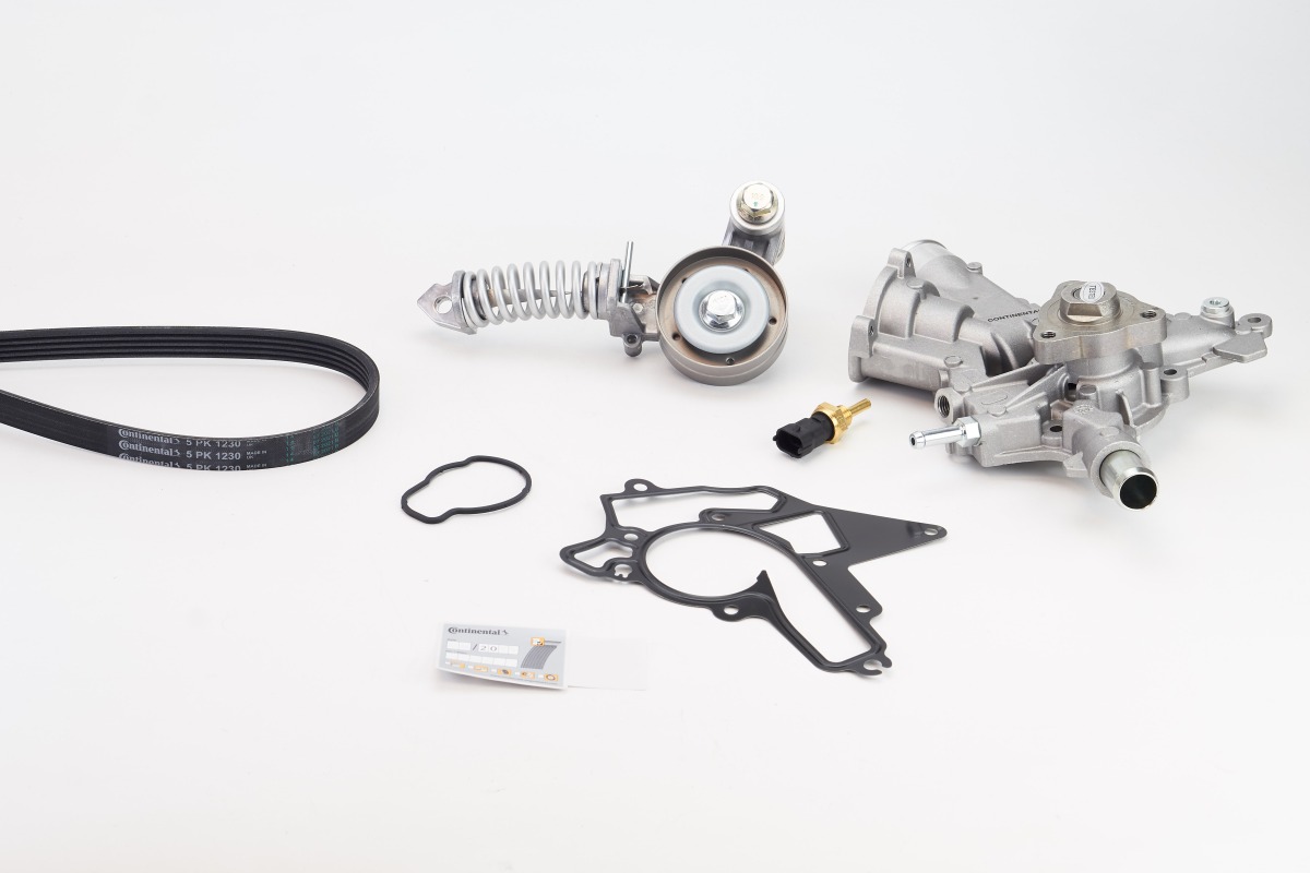 Pompa apa + Set curea transmisie cu caneluri OPEL CORSA D (S07) 1.2 (L08, L68)  benzina 80 cai CONTITECH 5PK1230WP2
