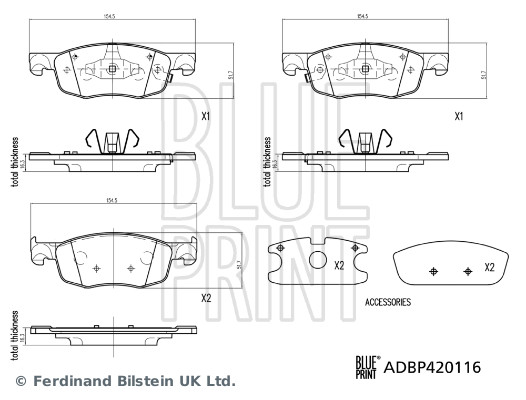 Placute frana BLUE PRINT ADBP420116