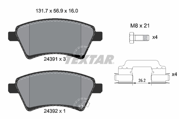 Placute frana TEXTAR 2439101
