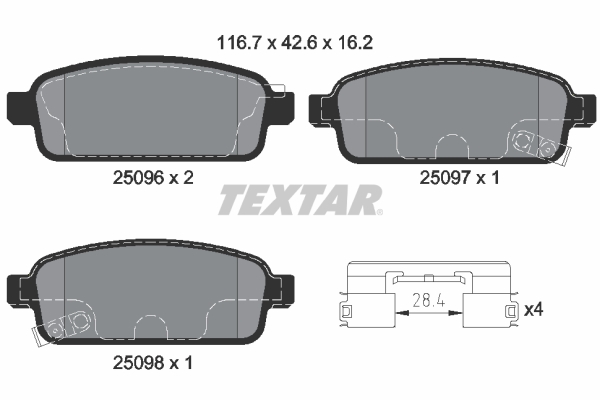 Placute frana TEXTAR 2509606