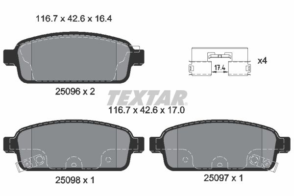 Placute frana TEXTAR 2509602