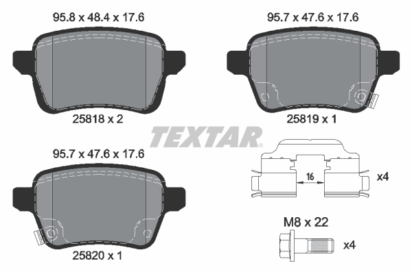 Placute frana TEXTAR 2581802
