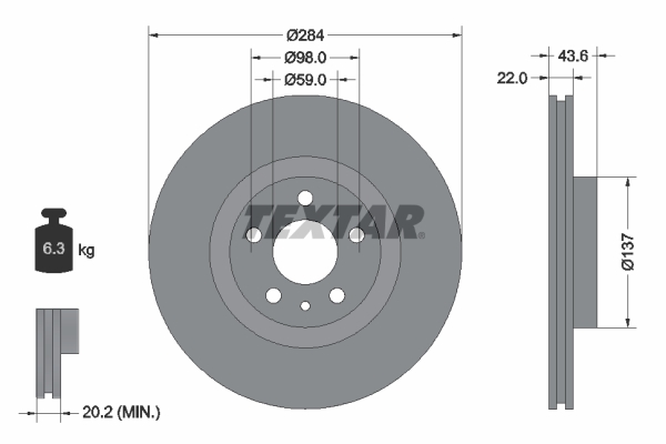 Disc frana TEXTAR 92046803
