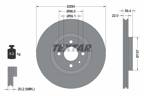 Disc frana TEXTAR 92055203