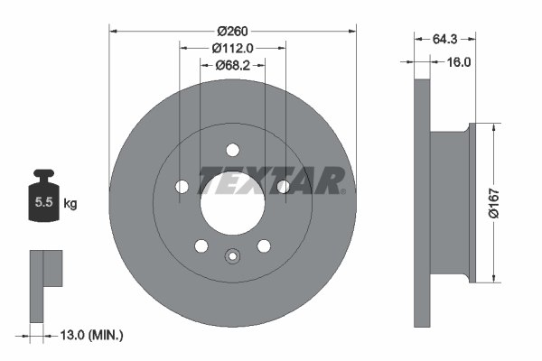 Disc frana TEXTAR 92055900