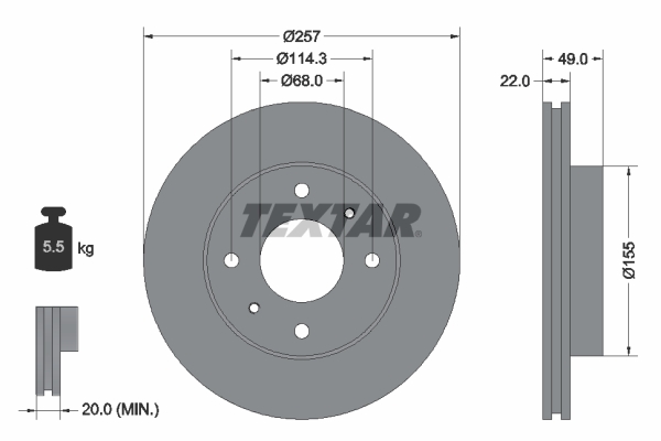 Disc frana TEXTAR 92056300