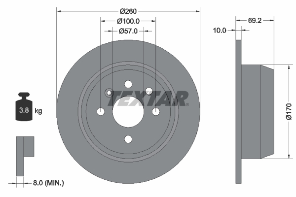 Disc frana TEXTAR 92057000