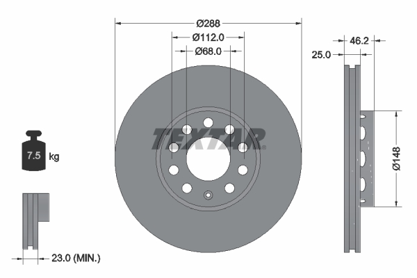 Disc frana TEXTAR 92057605