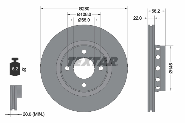 Disc frana TEXTAR 92060600